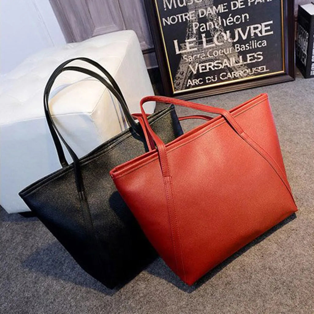 Women Leather Messenger Lady Hobo Handbag Shoulder Bag PU Purse Satchel Bag Daily Causal Totes Shopping Bag Solid Pink Black
