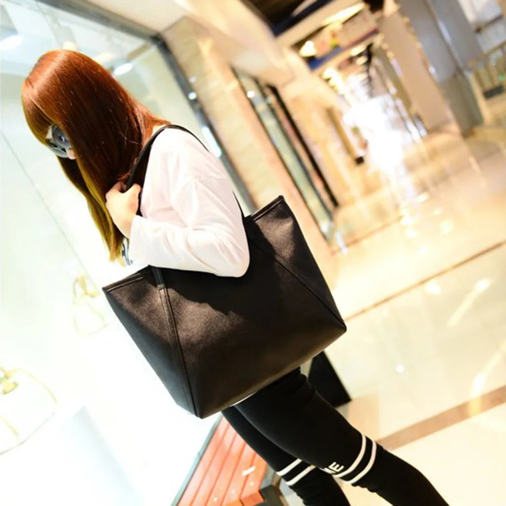 Women Leather Messenger Lady Hobo Handbag Shoulder Bag PU Purse Satchel Bag Daily Causal Totes Shopping Bag Solid Pink Black