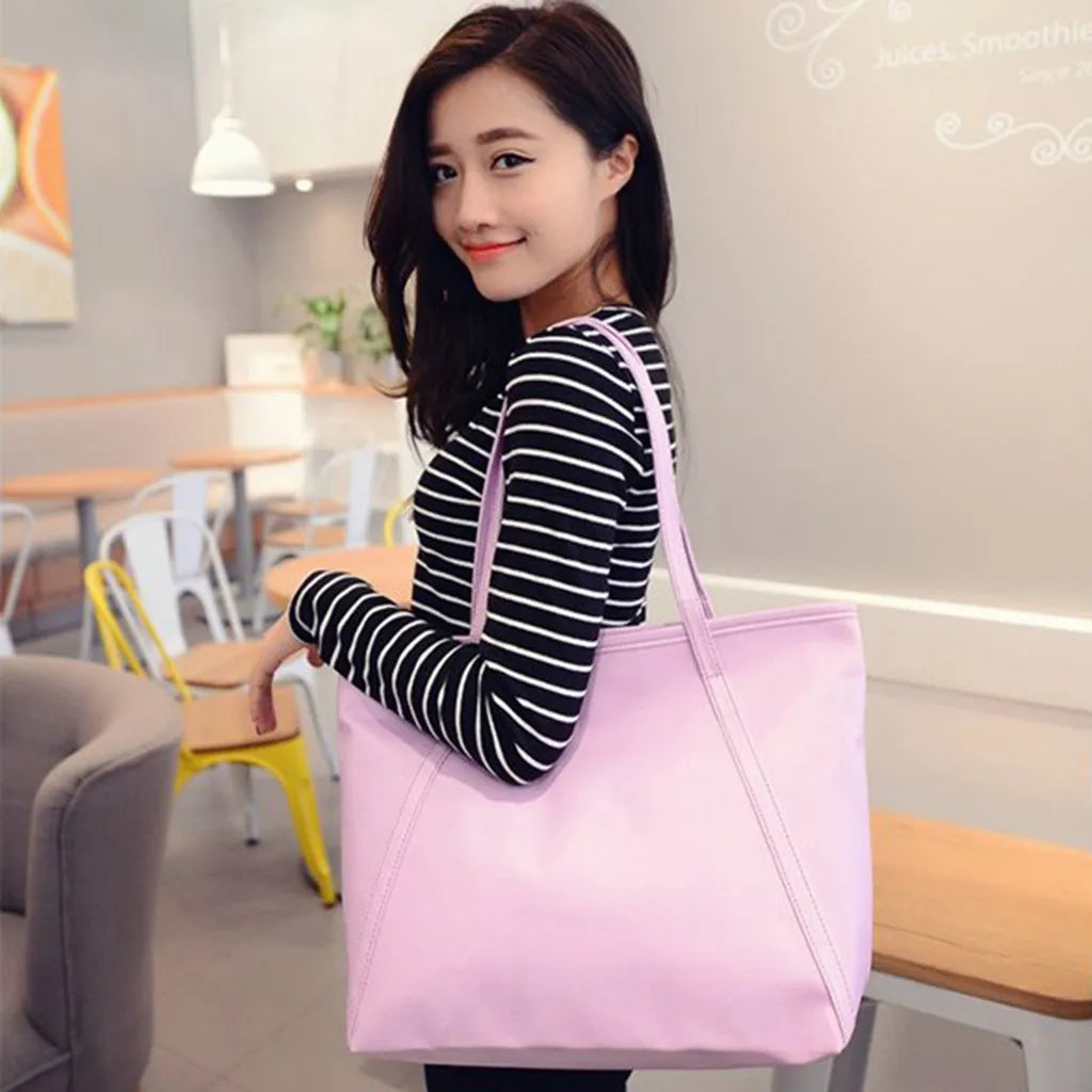 Women Leather Messenger Lady Hobo Handbag Shoulder Bag PU Purse Satchel Bag Daily Causal Totes Shopping Bag Solid Pink Black