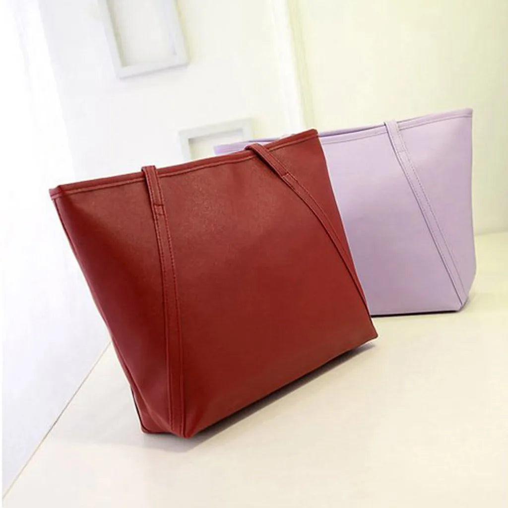 Women Leather Messenger Lady Hobo Handbag Shoulder Bag PU Purse Satchel Bag Daily Causal Totes Shopping Bag Solid Pink Black