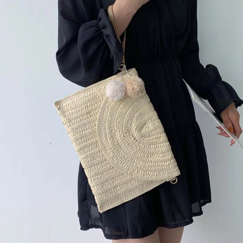 2020 New Fashion Women Girls Crossbody Envelope Bag Elegant Straw Handbag Clutch Summer Beach Shoulder Bag