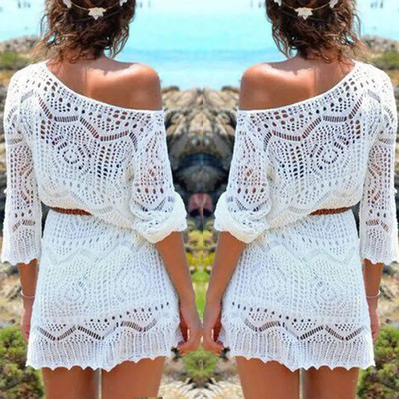 Sexy Lace Crochet Bikini Cover up Women Swimwear Bathing Suit Summer Beach Dress