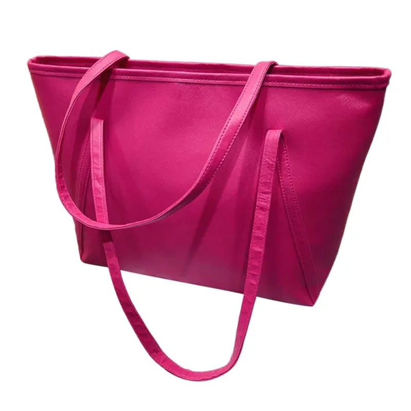 Women Leather Messenger Lady Hobo Handbag Shoulder Bag PU Purse Satchel Bag Daily Causal Totes Shopping Bag Solid Pink Black